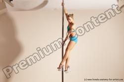 Underwear Gymnastic poses Woman White Moving poses Slim long blond Dynamic poses Academic